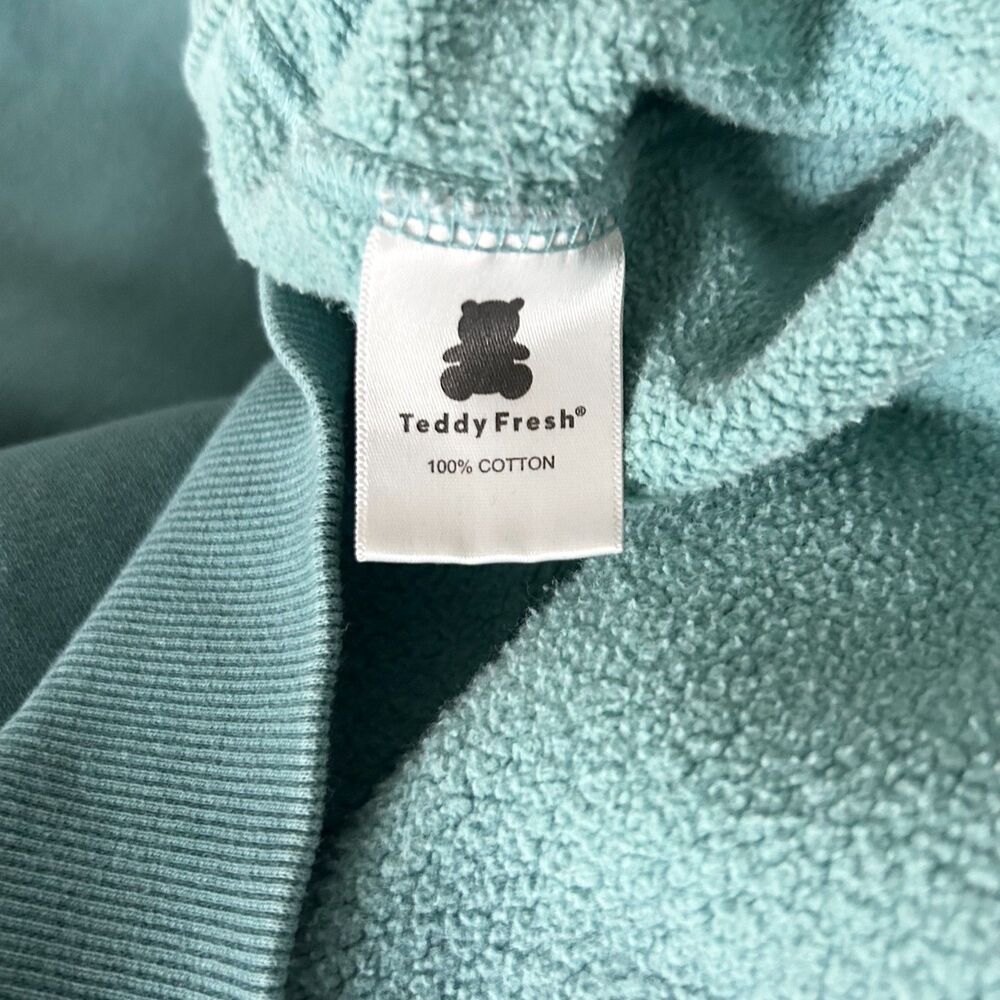 Teddy Fresh Teal Ombre Pastel Hoodie with Embroidered Logo Size Large - Picture 5 of 5